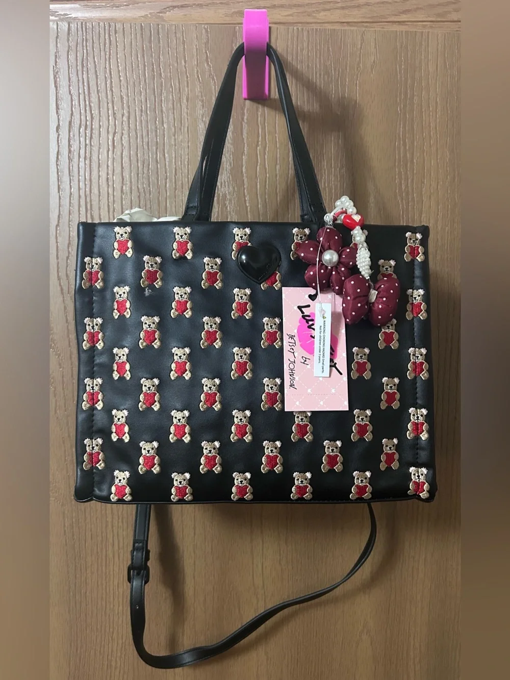 Luv Betsey by Betsey Johnson Teddy Bear Heart Satchel Crossbody Bag